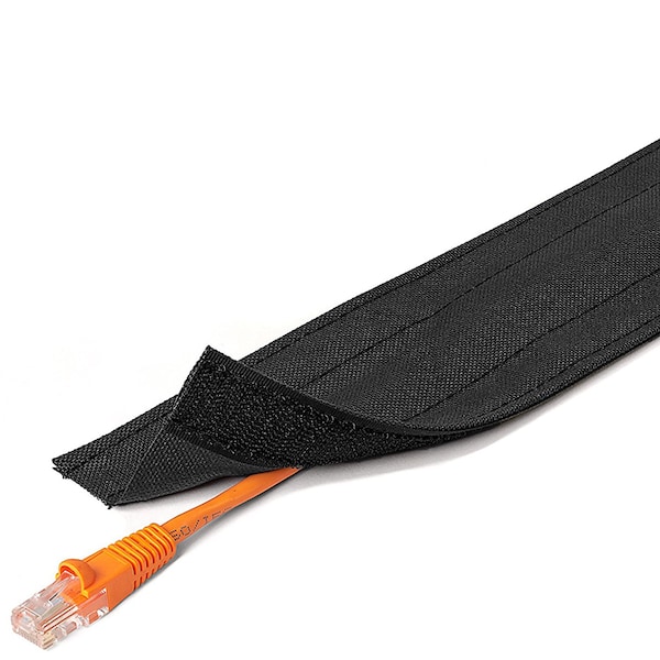 Carpet Cable Cover, 10 ft L, 4 in W, 1 Channel, Nylon, Black